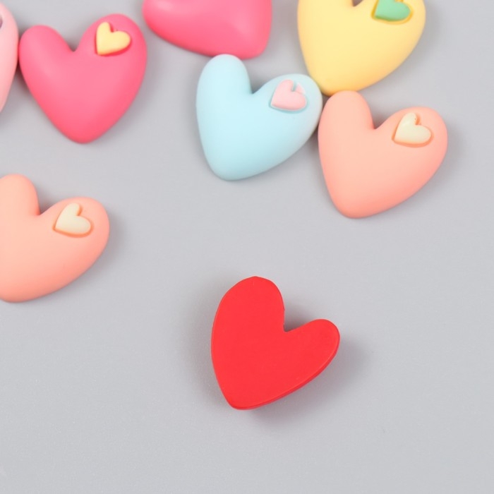 Декор для творчества пластик Декор для творчества пластик "Сердечко в сердечке" набор 12 шт 2х1,8 см