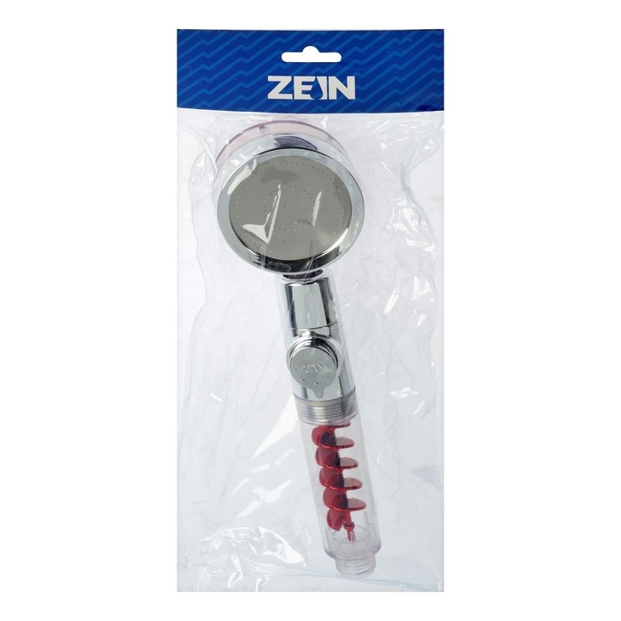Лейка для душа ZEIN Z4088, микроточки, кнопка  Лейка для душа ZEIN Z4088, микроточки, кнопка "стоп", вентилятор, спираль, красный/хром