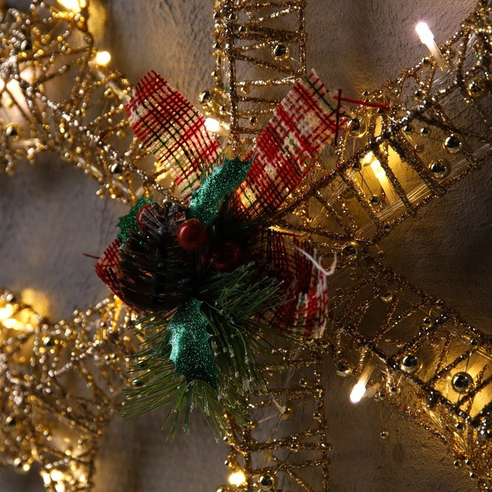 Светодиодная фигура «Снежинка с бусинами» 50 см, металл, 220 В, свечение тёплое белое Светодиодная фигура «Снежинка с бусинами» 50 см, металл, 220 В, свечение тёплое белое