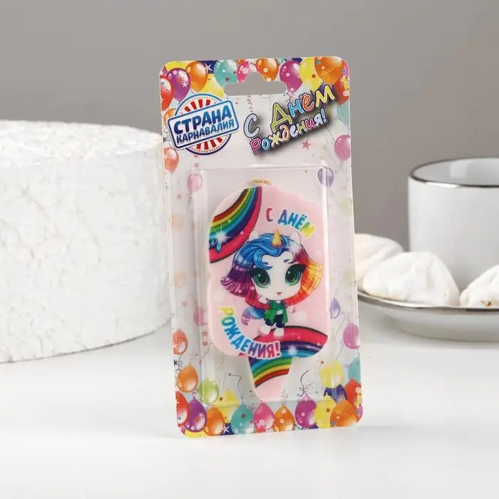 Свеча для торта «Радужная пони», розовая, 6.5 см Свеча для торта «Радужная пони», розовая, 6.5 см