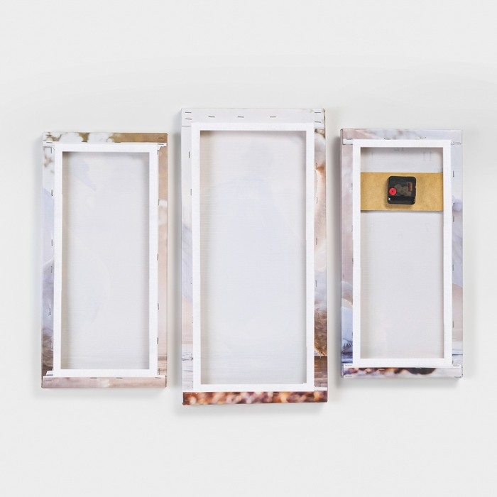 Часы-картина настенные, модульные,  Часы-картина настенные, модульные, "Белый лебедь на пруду", бесшумные, 60 х 80 см, триптих