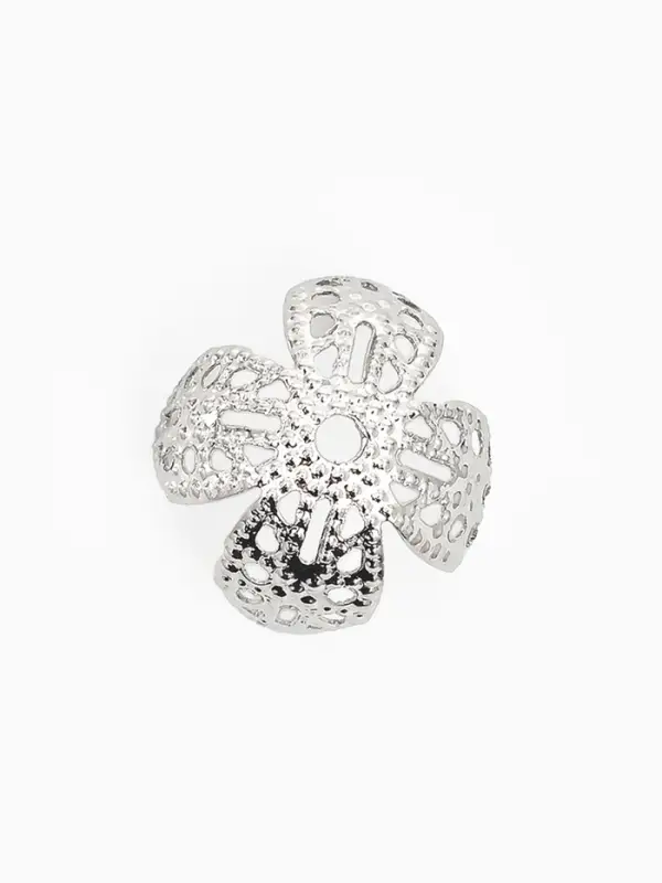 Шапочки для бусин (набор 10 шт.), СМ-051-1, 14&times;14&times;7 мм, цвет серебро