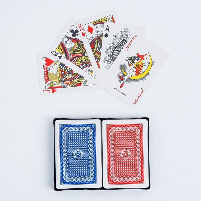 Карты игральные пластиковые  Карты игральные пластиковые "Lucky flower", 2 колоды по 54 шт, 25 мкм, 8.7 х 5.7 см