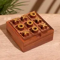 Игра настольная 2 в 1, крестики-нолики, солитёр, 11.5&times;11.5&times;5 см, дерево шишам