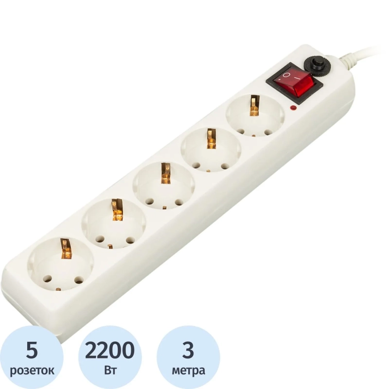 Сетевой фильтр Buro 500SH-3-W 3м (5 розеток) белый
