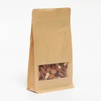 Пакет Zip-lock Крафт с плоским дном, прямоугольное окно, 10&times;20 см