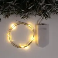 Гирлянда &laquo;Нить&raquo; 1 м роса, IP20, серебристая нить, 10 LED, батарейки CR2032&times;2 (в комплекте), свечение тёплое белое