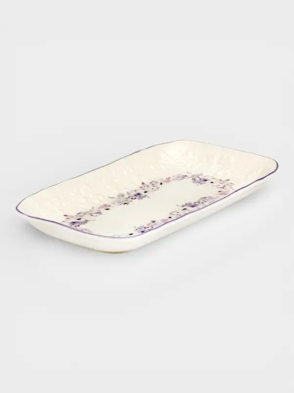 Блюдо сервировочное Purple gardens, 25&times;14&times;2.5 см, фарфор, белое