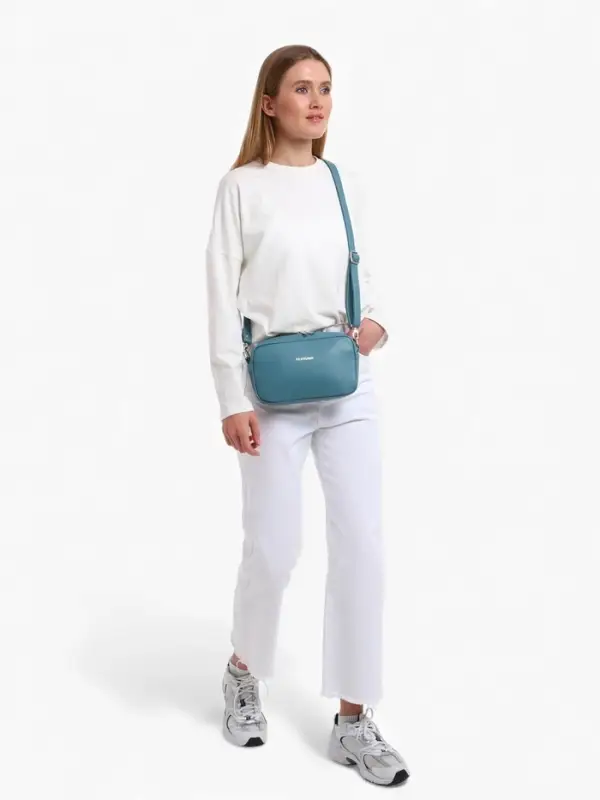 Сумка женская кросс-боди TEXTURA на молнии, 25&times;6&times;14 см, голубая