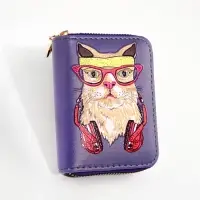 Кошелёк детский Выбражулька Cool cat, на молнии, фиолетовый