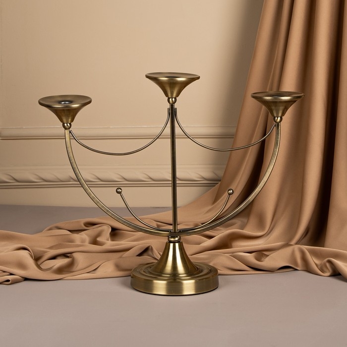 Подсвечник металл «Герцог», на 3 свечи, 44 х 14 х 24 см