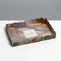 Коробка для печенья, кондитерская упаковка с пластиковой крышкой, «Мрамор», 22 х 15 х 3 см