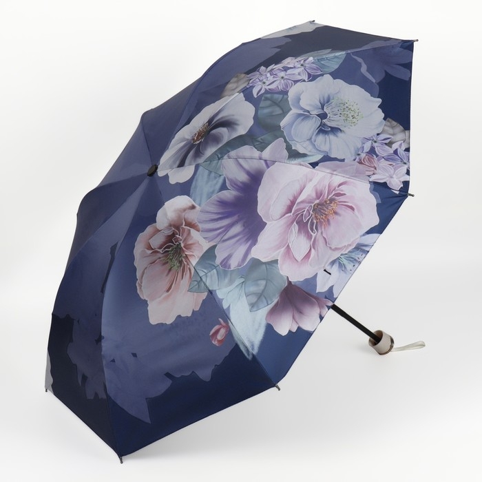 Зонт механический «Фиалки», эпонж, 4 сложения, 8 спиц, R = 49/55 см, D = 110 см, цвет МИКС Зонт механический «Фиалки», эпонж, 4 сложения, 8 спиц, R = 49/55 см, D = 110 см, цвет МИКС