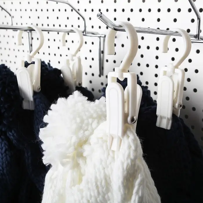 Крючок - вешалка с прищепкой, 50 шт. 10,5×3×3,5 см, цвет белый