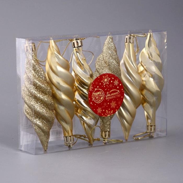 Украшение ёлочное Украшение ёлочное "Сосулька блеск" (набор 6 шт) 3х10 см, золото