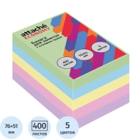 Бумага для заметок с клеевым краем  76x51 мм, 400 л, 5 цветов в асс