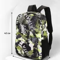 Рюкзак школьный на молнии, с карманами, с принтом, размер 30&times;13&times;42 см, жёлтый/серый