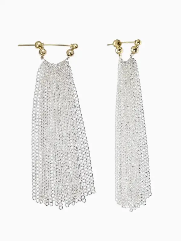 Серьги металл &laquo;Цепи&raquo;, сборка, цвет серебряно-золотой, 8 см