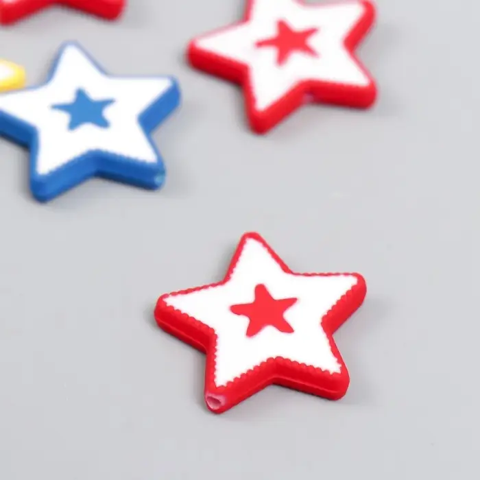 Акриловая бусина для рукоделия и плетения &laquo;Арт Узор. Звёздочки&raquo;, 0.4&times;2.3&times;2.3 см, МИКС