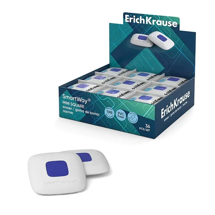 Ластик с держателем ErichKrause Ластик с держателем ErichKrause "ErichKrause SmartWay Mini Square", средней жёсткости, гипоаллергенный, в пакете с европодвесом