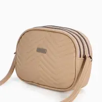 Сумка женская кросс-боди на молнии, 19&times;7&times;15 см, бежевая