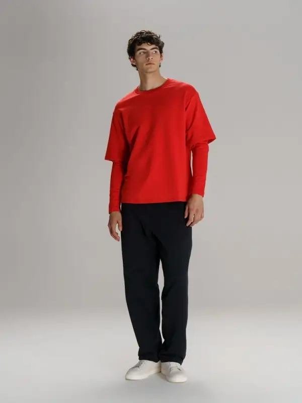 Футболка оверсайз с двойным рукавом Kosmos, красная, размер XS/S Футболка оверсайз с двойным рукавом Kosmos, красная, размер XS/S