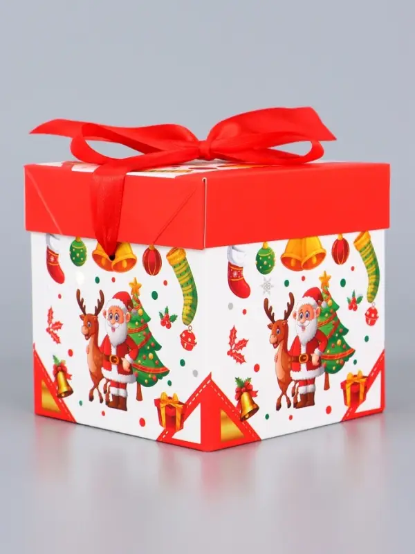 Коробка Самосборная Коробка Самосборная "Дед мороз и Елка" 10х10х10 см