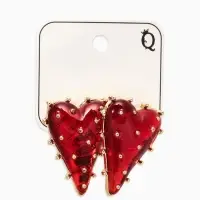 Серьги &laquo;Сердце&raquo;, шипы, красные в золоте