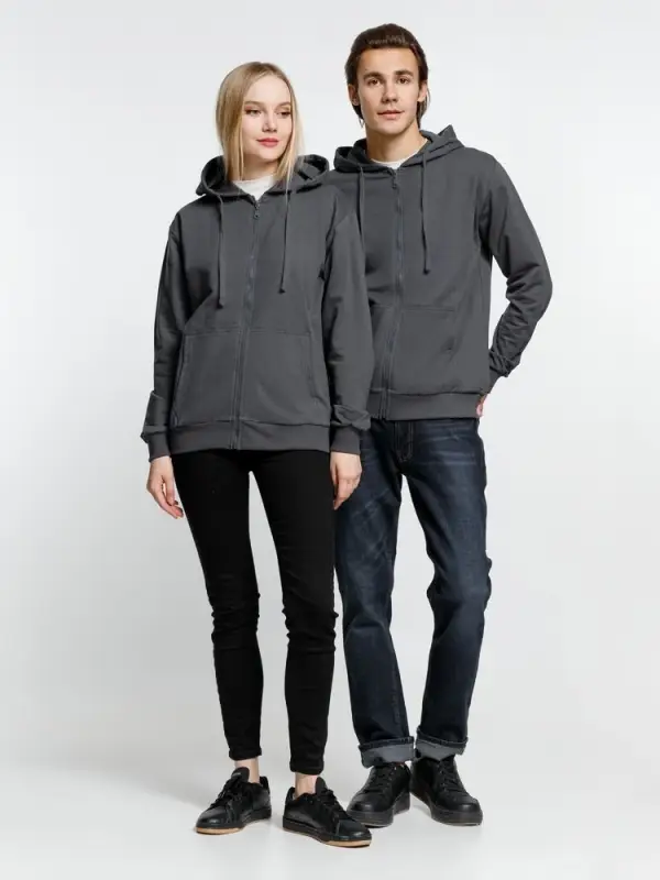 Толстовка на молнии с капюшоном Siverga 2.0, темно-серая (графит), размер XS Толстовка на молнии с капюшоном Siverga 2.0, темно-серая (графит), размер XS