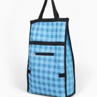 Сумка хозяйственная складная на липучке, 2 колеса, наружный карман, 32&times;13&times;52 см, голубая