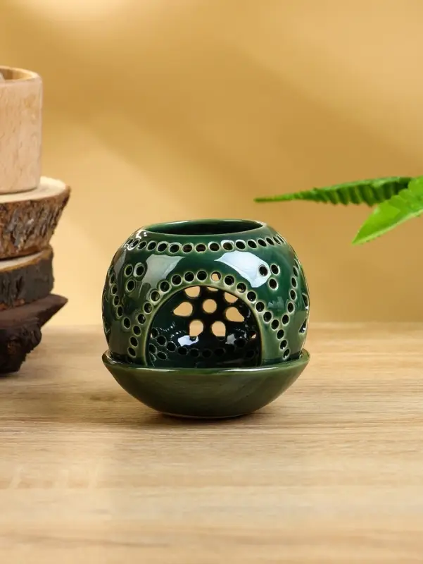 Аромалампа "Магнолия" керамика, цв. зелёный, 10х10х9 см