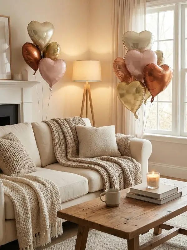 Воздушные шары фольгированные 17" "Сердце" цвет розовый сатин, набор 5 штук