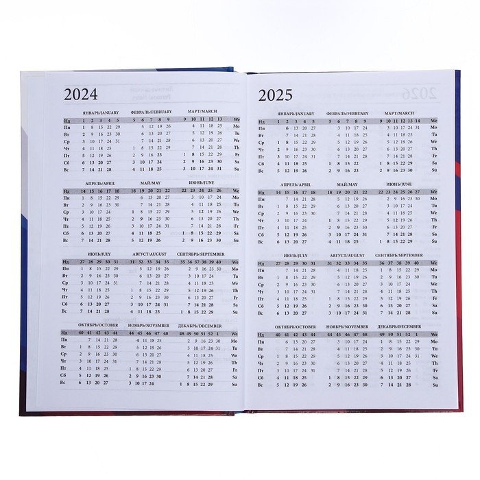 Ежедневник недатированный А5, 128 листов Ежедневник недатированный А5, 128 листов "РОССИЯ", твёрдая обложка, глянцевая ламинация