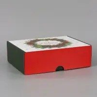 Коробка подарочная, самосборная &laquo;Новогодний венок&raquo;,30.7&times;22&times;9.5 см