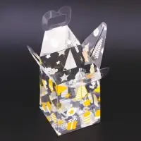 Коробка подарочная новогодняя складная ПВХ «Ёлочки» 9×9×13 см