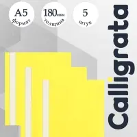 Набор папок-скоросшивателей А5, 5 штук, Calligrata, 180 мкм, с прозрачным верхом, жёлтый