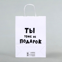 Пакет подарочный с приколами «Ты тоже не подарок», 24 х 10,5 х 32 см, 1 шт