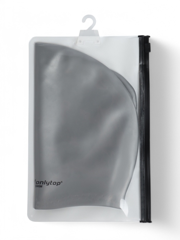 Шапочка для плавания силиконовая для длинных волос, цвет серый