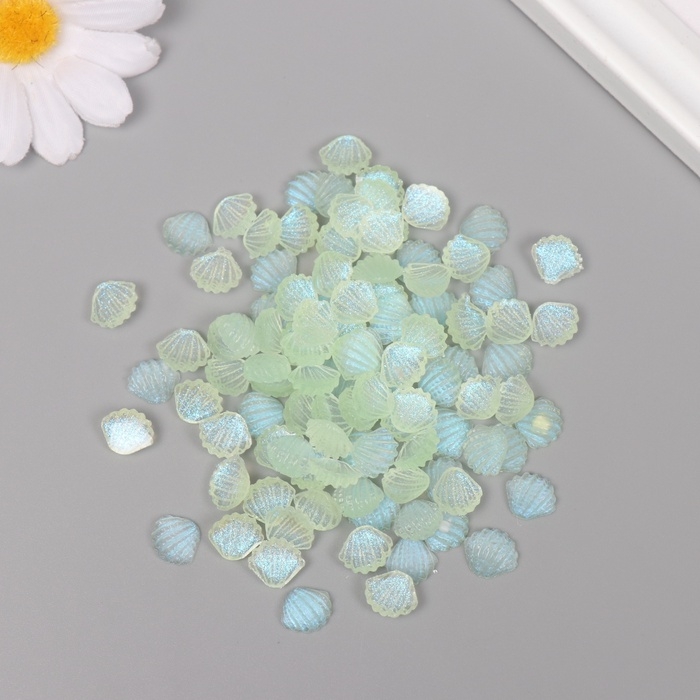 Декор для творчества акрил Декор для творчества акрил "Ракушка" зелёный, светится в темноте набор 100 шт 0,9х1 см