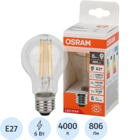 Лампа светодиодная OSRAM LSCLA75 6W/840 230VFILCL E27 FS1 (684096)