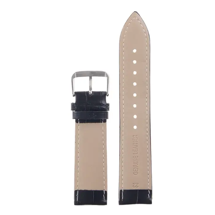 Ремешок для часов &laquo;Соломон&raquo;, 22 мм, натуральная кожа, длина 20 см, чёрный с тиснением