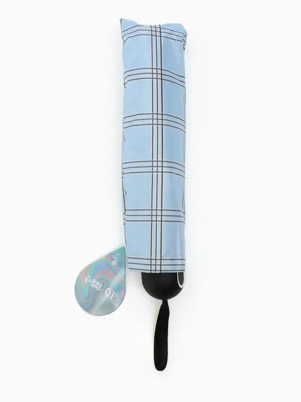 Зонт мех R47/55 8сп 4сл эпонж В/У УФ КЛЕТКА прямая ручка с/рез голубой пакет