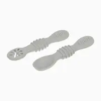 Ложка детская для прикорма, силикон, набор 2 шт., серый M&B