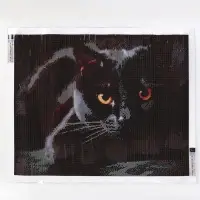 Алмазная вышивка полное заполнение "Черный кот", на холсте 40*50 см