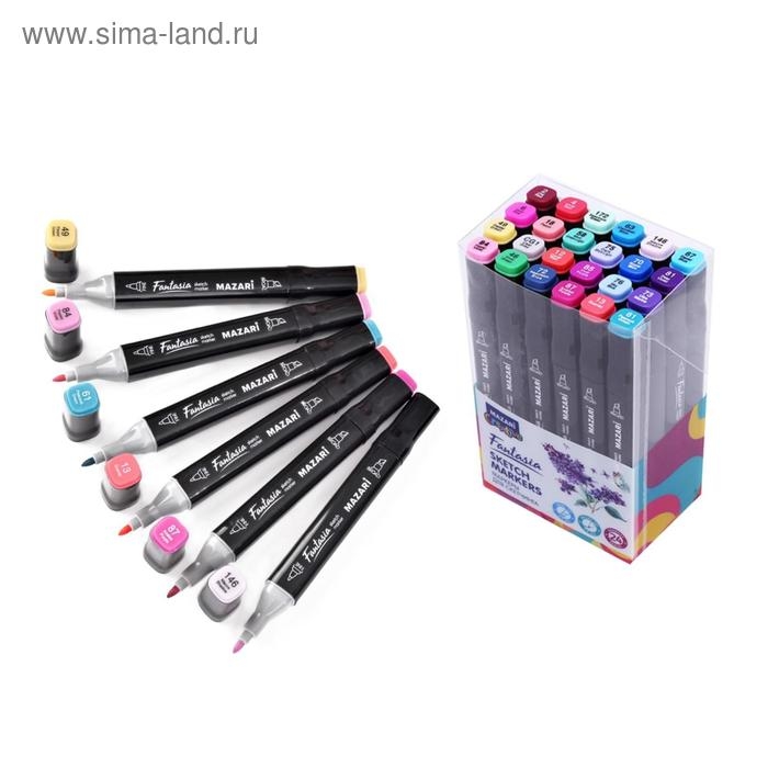 Набор двухсторонних маркеров для скетчинга Mazari Fantasia, Flowers colors (цветочная гамма), 24 цвета Набор двухсторонних маркеров для скетчинга Mazari Fantasia, Flowers colors (цветочная гамма), 24 цвета