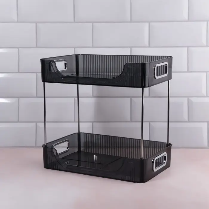 Органайзер для хранения, с ручками, 2 секции, 31&times;20&times;29 см, цвет чёрный, серебристый