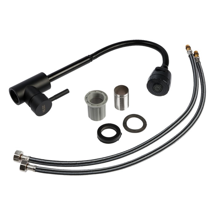 Смеситель для кухни ZEIN Z2391, гибкий излив, картридж 40 мм, нержавеющая сталь, черный Смеситель для кухни ZEIN Z2391, гибкий излив, картридж 40 мм, нержавеющая сталь, черный