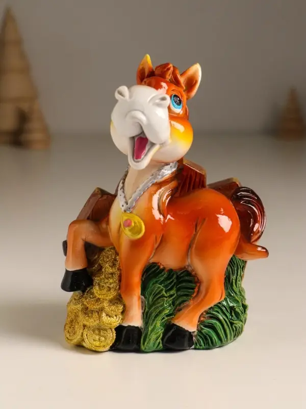 Копилка полистоун Копилка полистоун "Коняшка у забора с монетками" 9,5х5х12,8 см