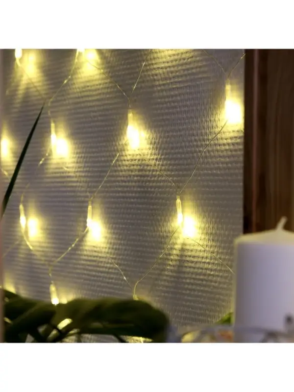 Гирлянда &laquo;Сеть&raquo; 1.6&times;1.6 м, IP20, прозрачная нить, 144 LED, свечение тёплое белое, 8 режимов, 220 В