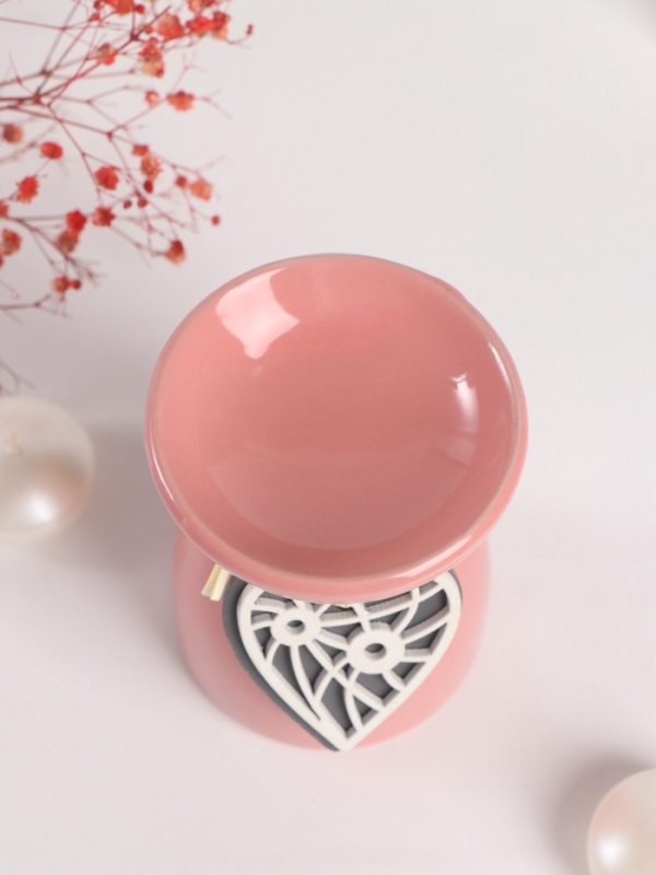 Аромалампа керамика Аромалампа керамика "Резное сердце" розовая 8х8х11,2 см